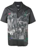 Lanvin Printed Bowling Shirt, Men's, Size: 38, Black, Cotton