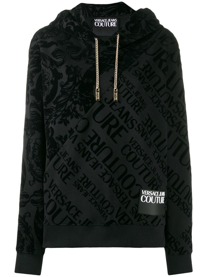 Versace Jeans Couture Mixed-patterned Chain Hoodie - Black