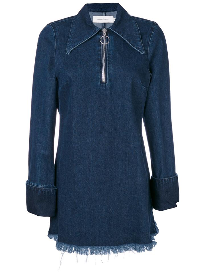 Marques'almeida Zipped Neck Denim Dress - Blue