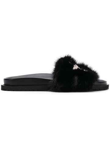 Emanuela Caruso Embellished Slides - Black