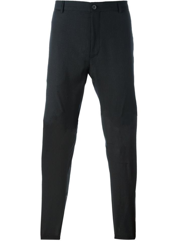 Lanvin Zip Detail Striped Trousers, Men's, Size: 50, Black, Cotton/virgin Wool