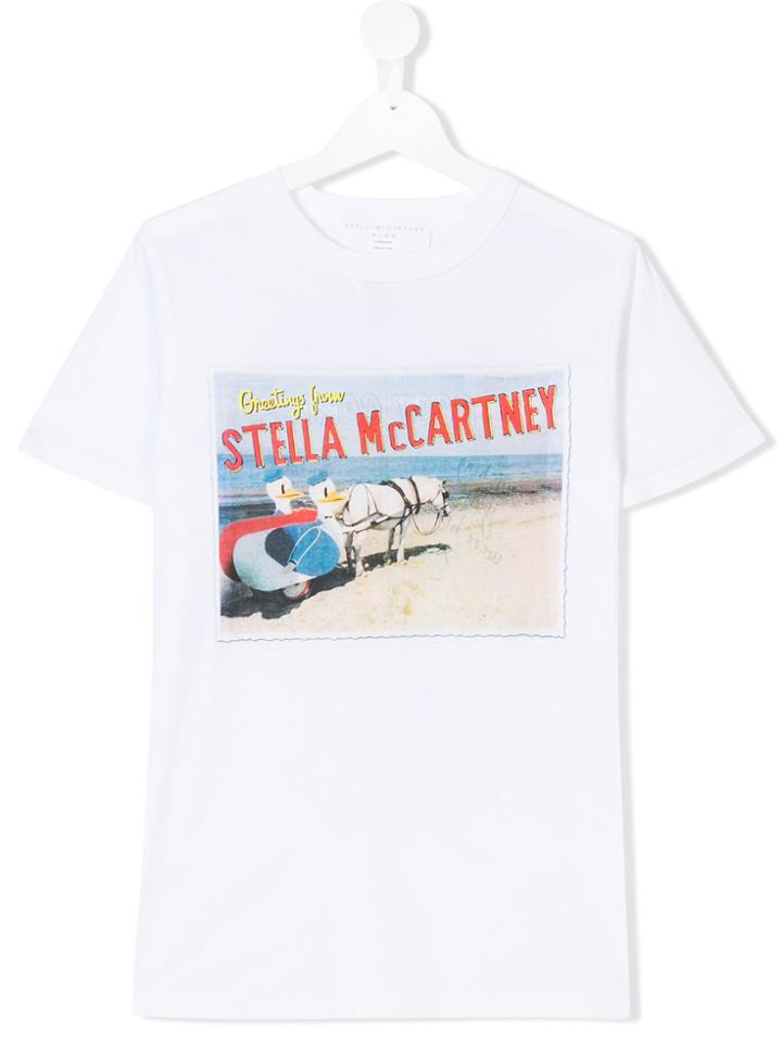 Stella Mccartney Kids Postcard Print T-shirt - White