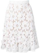 Michael Michael Kors Flower Appliqué Lace Skirt - White