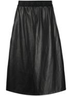 Dkny Leather Look Midi Skirt - Black