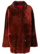 Liska Melouria Midi Fur Coat - Red
