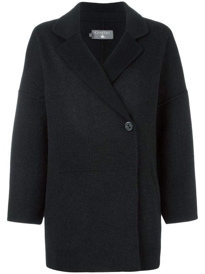 Cotélac Wrap Front Coat, Women's, Size: 2, Black, Wool/polyamide