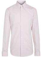 Burberry Slim Fit Striped Cotton Poplin Shirt - Red