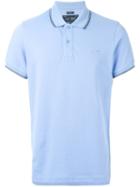 Armani Jeans Striped Trim Polo Shirt, Men's, Size: L, Blue, Cotton/spandex/elastane