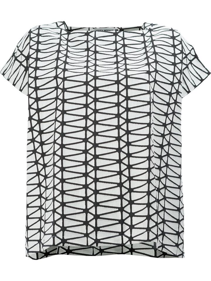 Issey Miyake Geometric Short Sleeved Top, Women's, Size: 3, Black, Cotton/polyester/lyocell