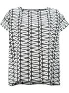 Issey Miyake Geometric Short Sleeved Top, Women's, Size: 3, Black, Cotton/polyester/lyocell