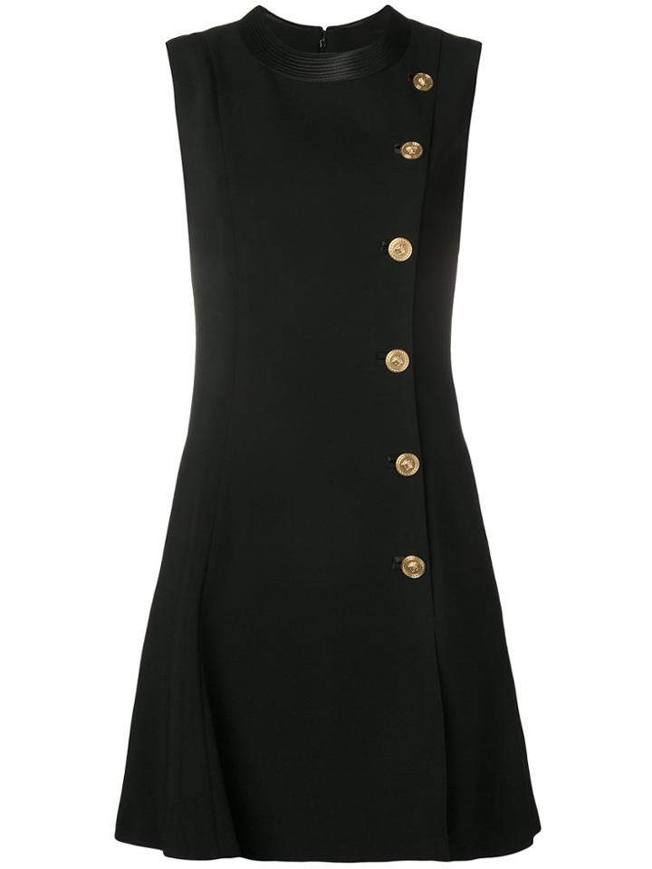 Versace Asymmetric Buttoned Dress - Black