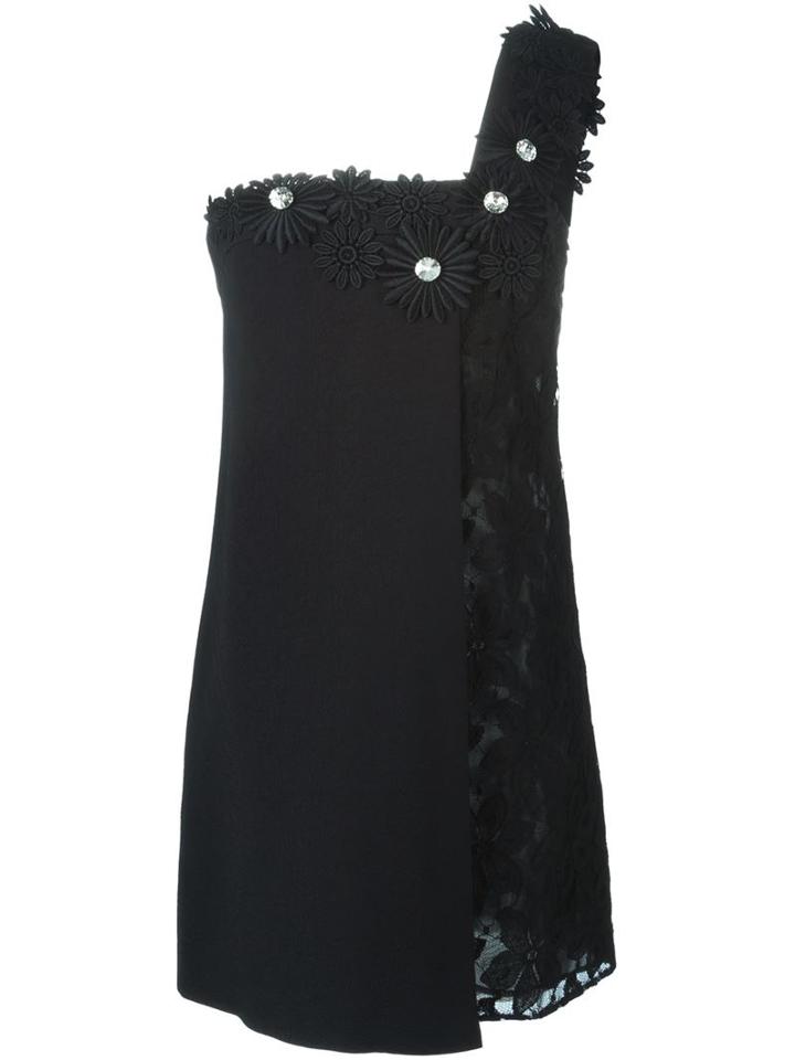 Emanuel Ungaro Flower Appliqué Dress, Women's, Size: 44, Black, Acetate/rayon/cotton/crystal