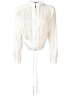 Ann Demeulemeester Floral Embroidered Cropped Jacket - White