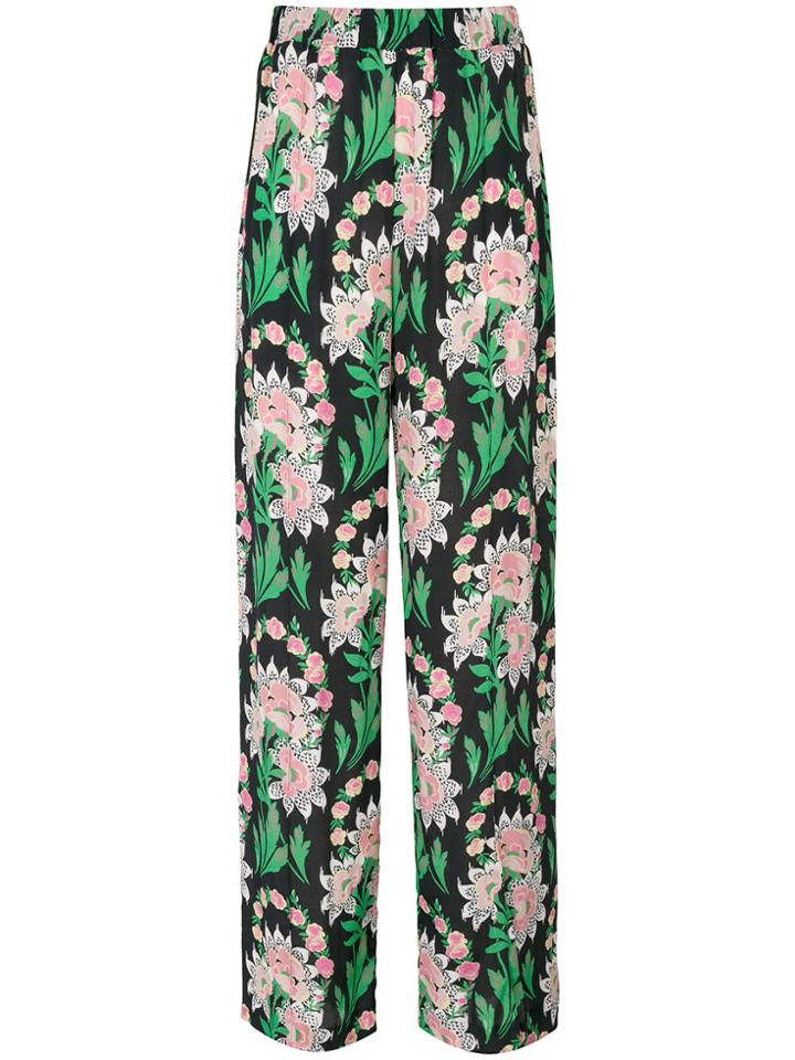 Au Jour Le Jour Floral Crepe Pants - Multicolour