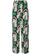 Au Jour Le Jour Floral Crepe Pants - Multicolour