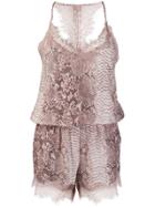 Gold Hawk Snakeskin Print Playsuit - Pink