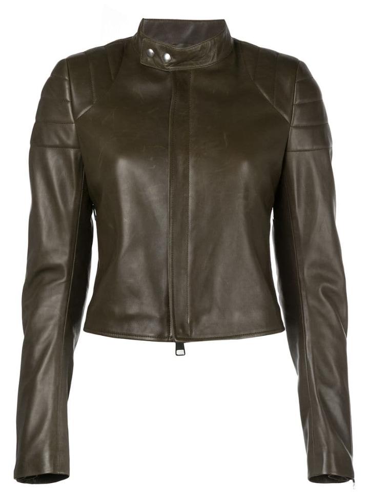 Bottega Veneta Ribbed Panels Cropped Jacket - Green