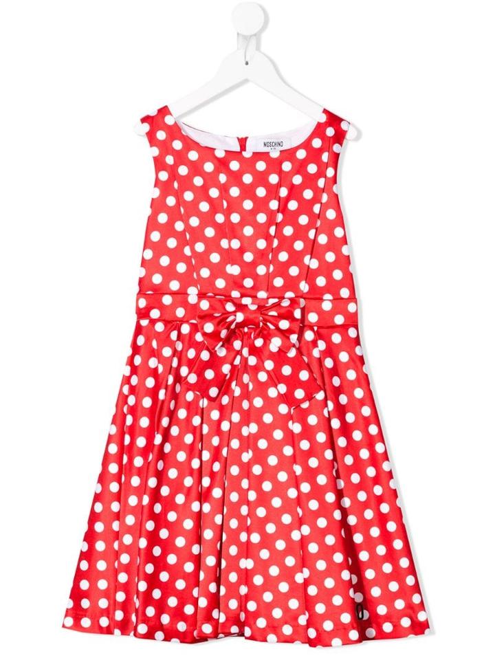 Moschino Kids Teen Polka Dot Bow Dress - Red