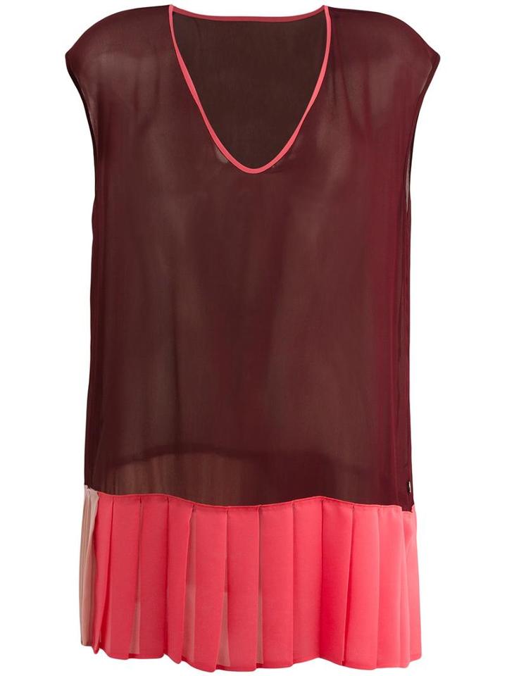 Twin-set Sleeveless Colour Block Blouse, Women's, Size: Small, Red, Viscose/polyester
