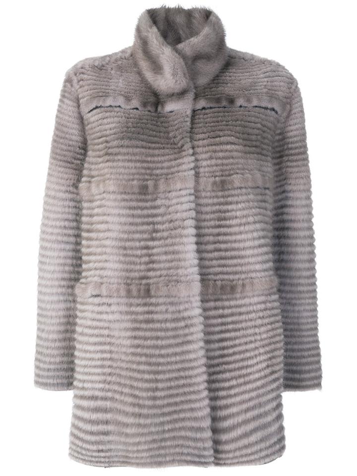 Liska Panelled Coat - Grey