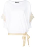 Twin-set Ruffle Detail Tie Waist T-shirt - White