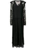 Giacobino Long Lace Panelled Dress - Black