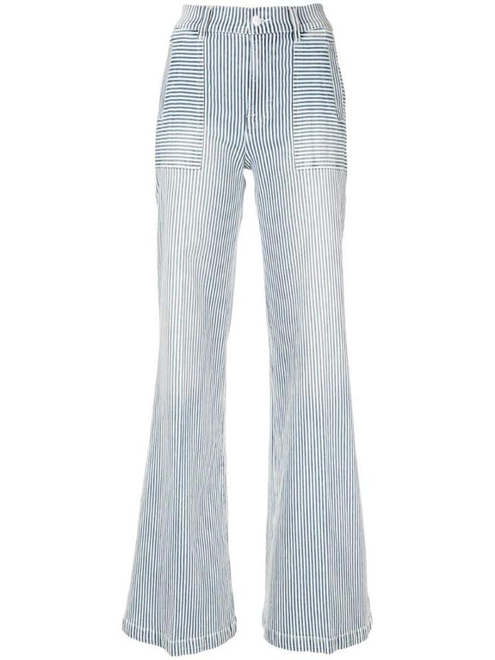 Frame Striped Flared Jeans - Blue