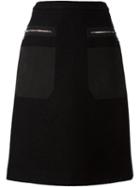 Neil Barrett Pocketed A-line Skirt, Women's, Size: 38, Black, Leather/polyamide/polyester Taffeta