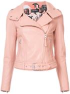 Mackage Cropped Biker Jacket - Pink & Purple