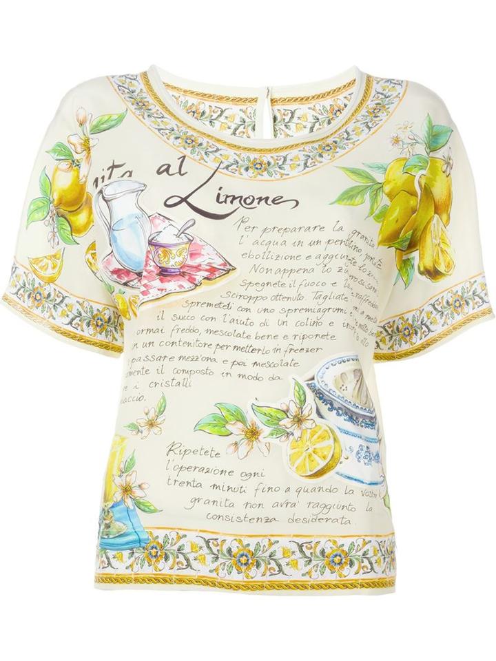 Dolce & Gabbana Granita Al Limones Print Top, Women's, Size: 42, Yellow/orange, Silk