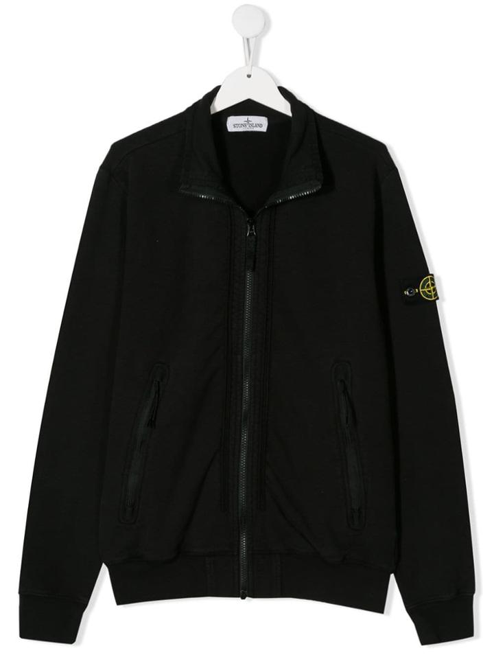 Stone Island Junior Teen Logo Patch Zip Jacket - Black
