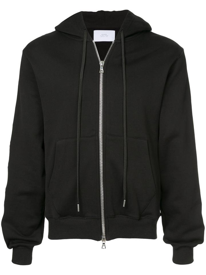 Stampd Check Stripe Zip Front Hoodie - Black
