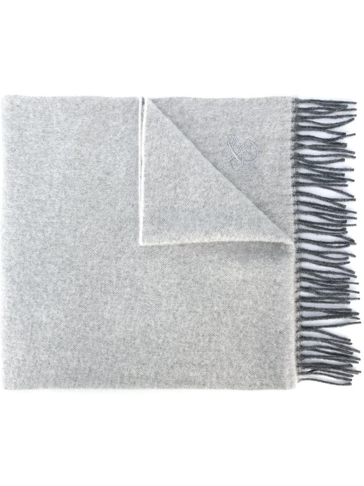 Canali Fringed Scarf, Men's, Grey, Cashmere