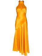 De La Vali Vivienne Halterneck Midi Silk Dress - Yellow