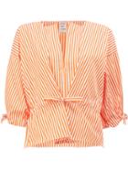 Maison Rabih Kayrouz - Striped V-neck Blouse - Women - Cotton - 38, Yellow/orange, Cotton