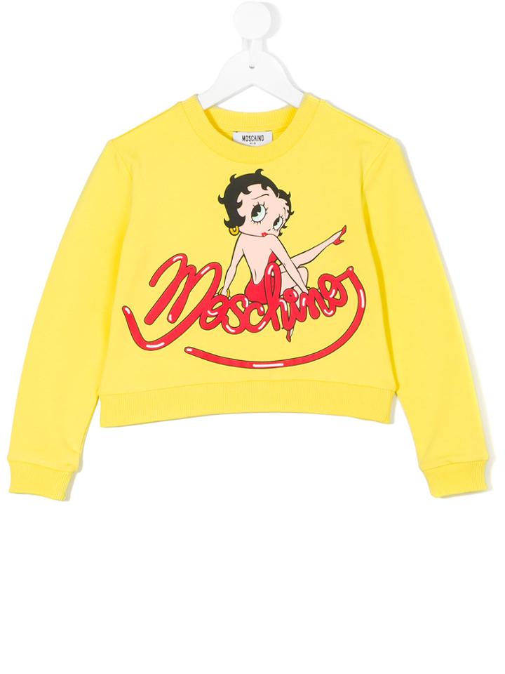 Moschino Kids Cropped Betty Boop Sweatshirt - Yellow & Orange