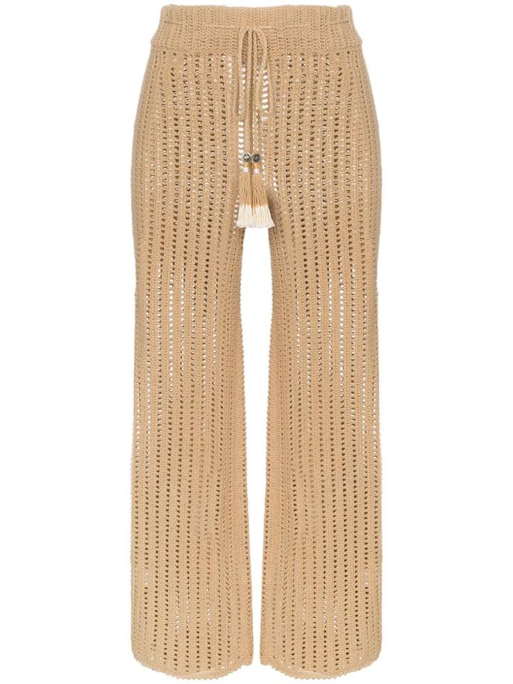 She Made Me Sita Crochet Cropped Trousers - Brown