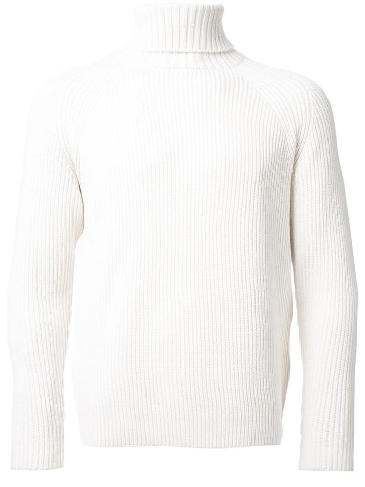 H Beauty & Youth Roll Neck Jumper, Men's, Size: Small, White, Wool