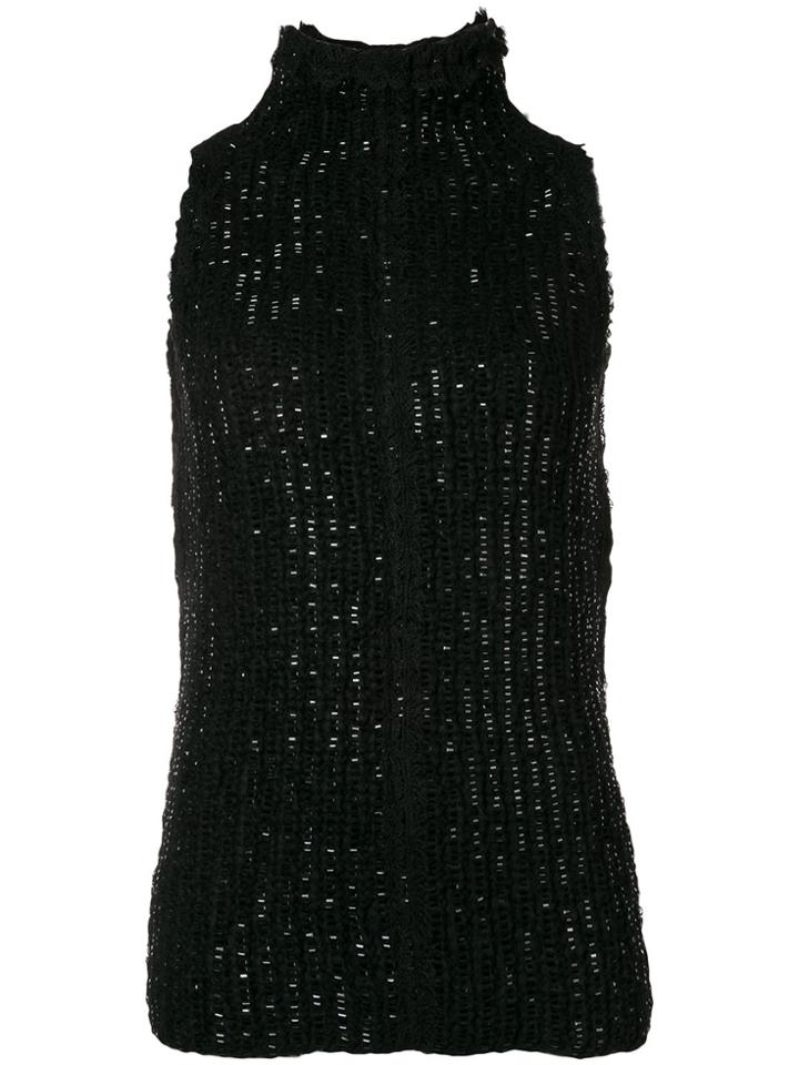 Ermanno Scervino Sequin Turtleneck Tank - Black