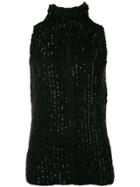 Ermanno Scervino Sequin Turtleneck Tank - Black