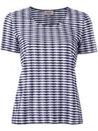 Armani Collezioni Striped Round Neck T-shirt, Women's, Size: 48, Blue, Cotton/polyester