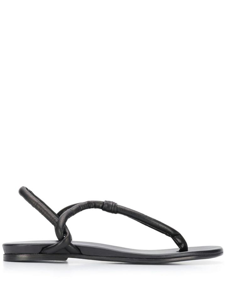 Del Carlo Thong Strap Sandals - Black