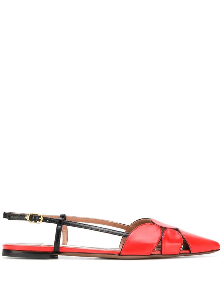 L'autre Chose Open Heel Flat Pumps - Red
