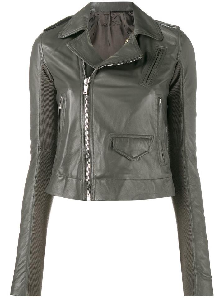 Rick Owens Classic Biker Jacket, Women's, Size: 42, Grey, Leather