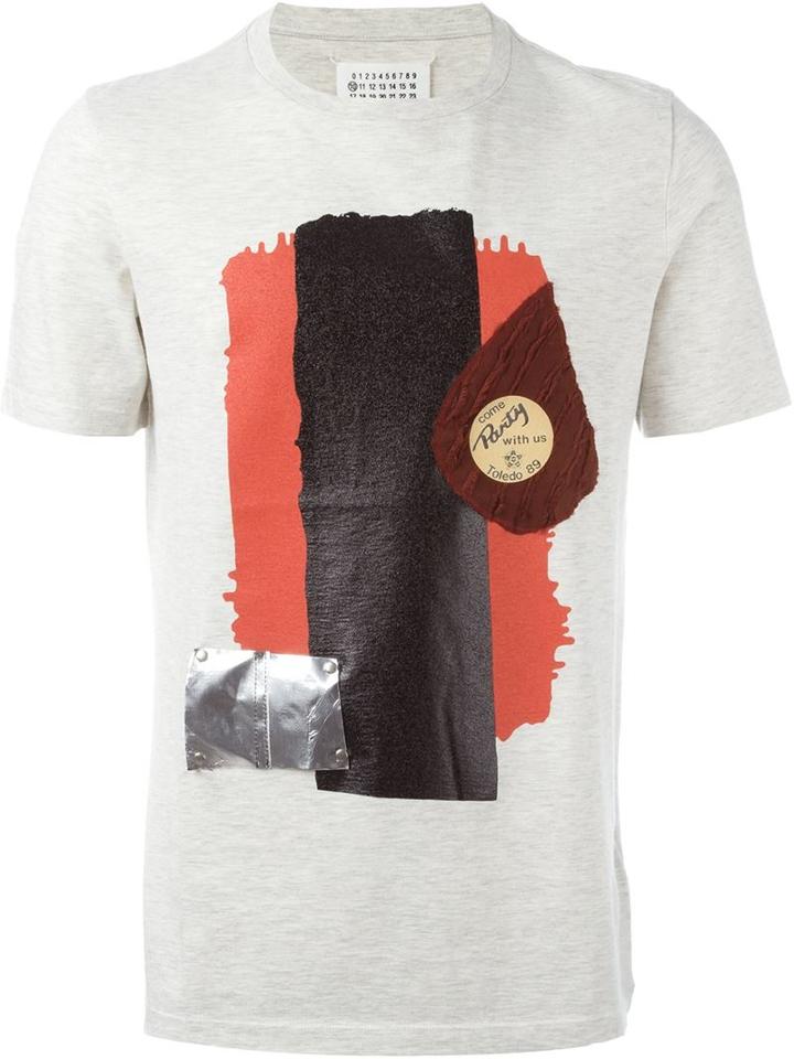 Maison Margiela Abstract Print T-shirt, Men's, Size: 48, Nude/neutrals, Cotton