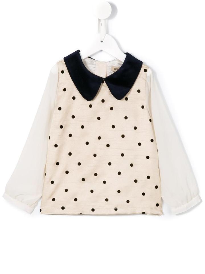 Hucklebones London Polka Dot Flocked Blouse, Girl's, Size: 10 Yrs, Nude/neutrals