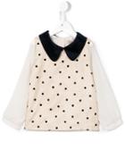 Hucklebones London Polka Dot Flocked Blouse, Girl's, Size: 10 Yrs, Nude/neutrals