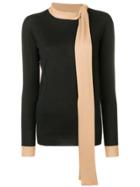 Marni Fitted Knit Sweater With Scarf - Black