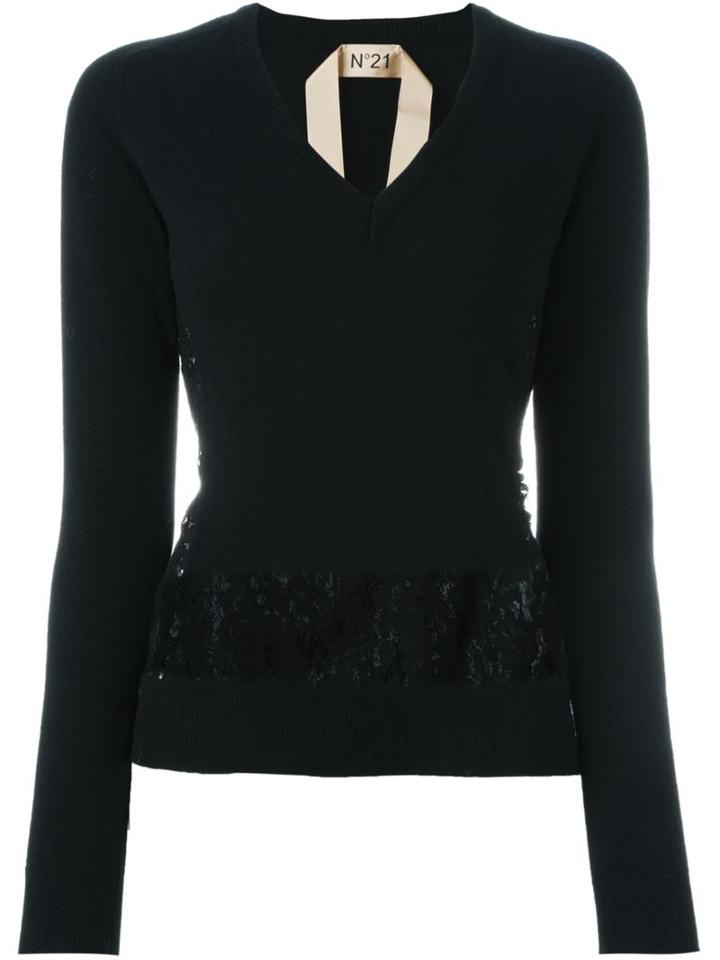 No21 V-neck Jumper, Women's, Size: 40, Black, Cotton/polyamide/viscose/virgin Wool