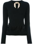 No21 V-neck Jumper, Women's, Size: 40, Black, Cotton/polyamide/viscose/virgin Wool